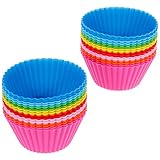 Anpro 32 Muffinformen set Backform Cupcake Muffinförmchen in 8 Farben aus hochwertigem, Silikon Cupcakeförmchen, Backförmchen, Cupcake Muffinform, EINWEG